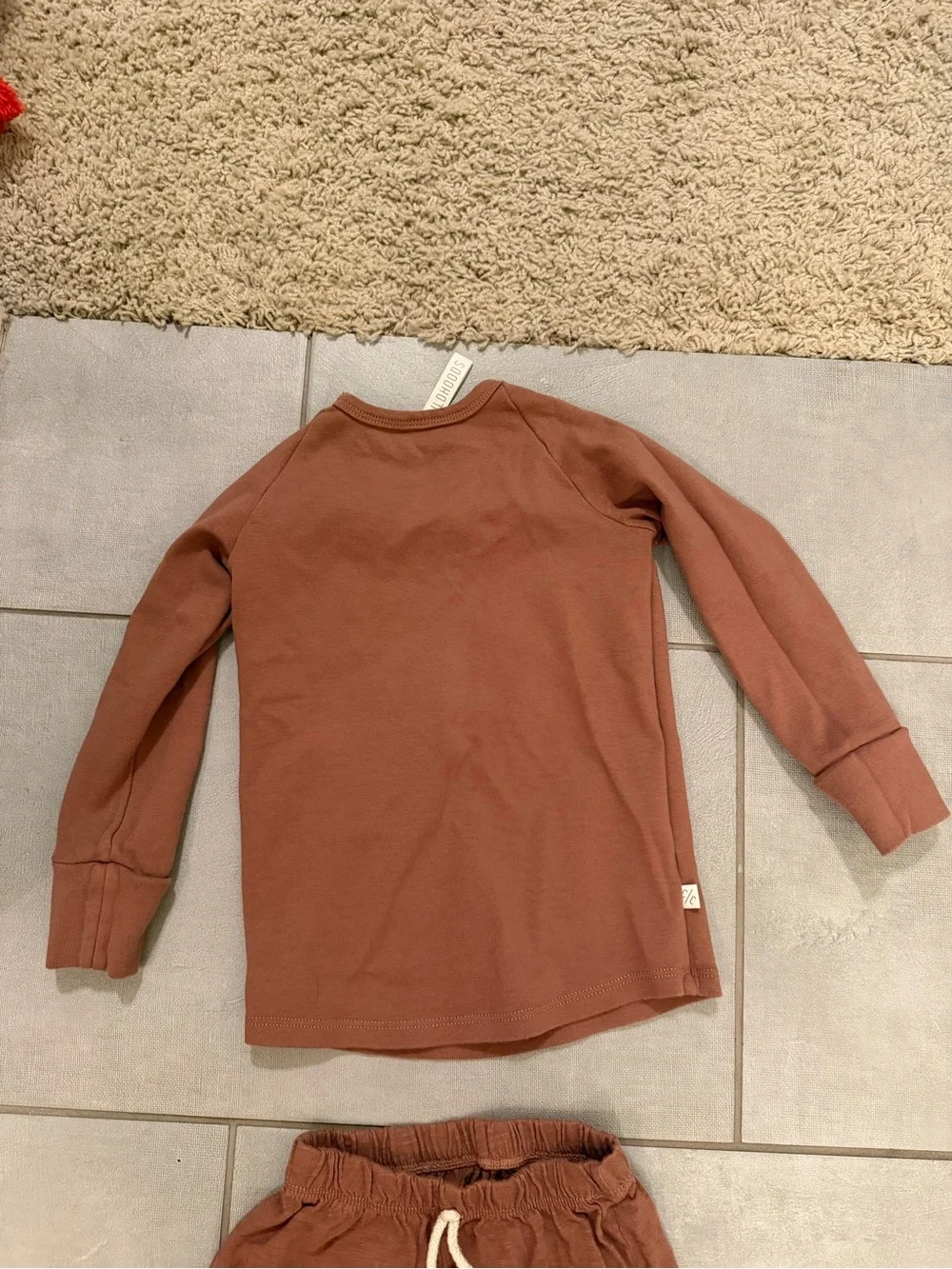 Childhoods 4T set in clove - rib knit long sleeve tee and slub vintage sweatpant
